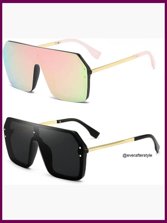 Metal Frame Oversized Sunglasses UV400 Protection Polarized Lenses